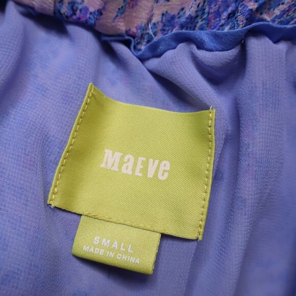 MAEVE Waimea Silk Printed Maxi Skirt Purple Blue High Slit Boho Women's S - Picture 8 of 9